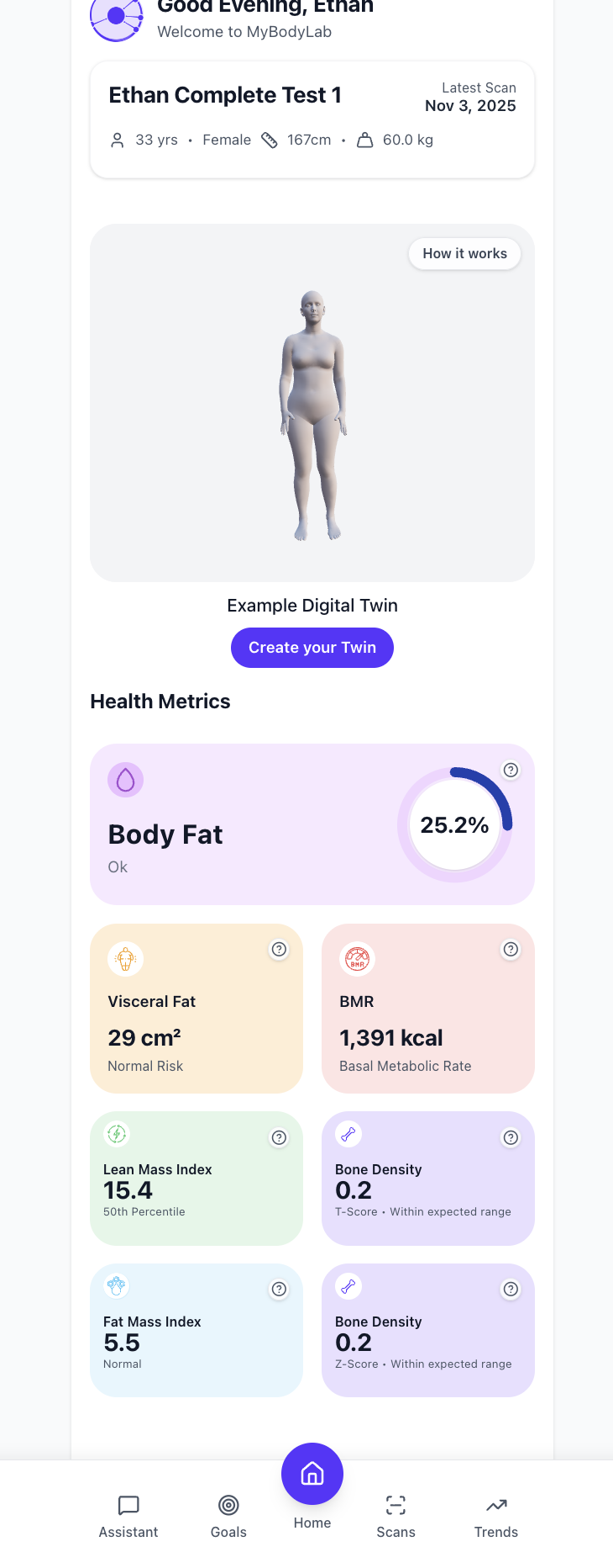 MyBodyLab app screenshot